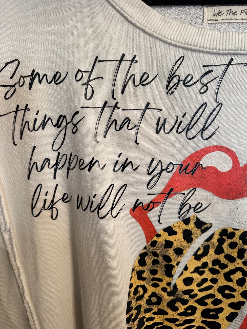 We The Free Sweatshirt Red Lips and Leopard Tongue Camden free people custom - Picture 2 of 6
